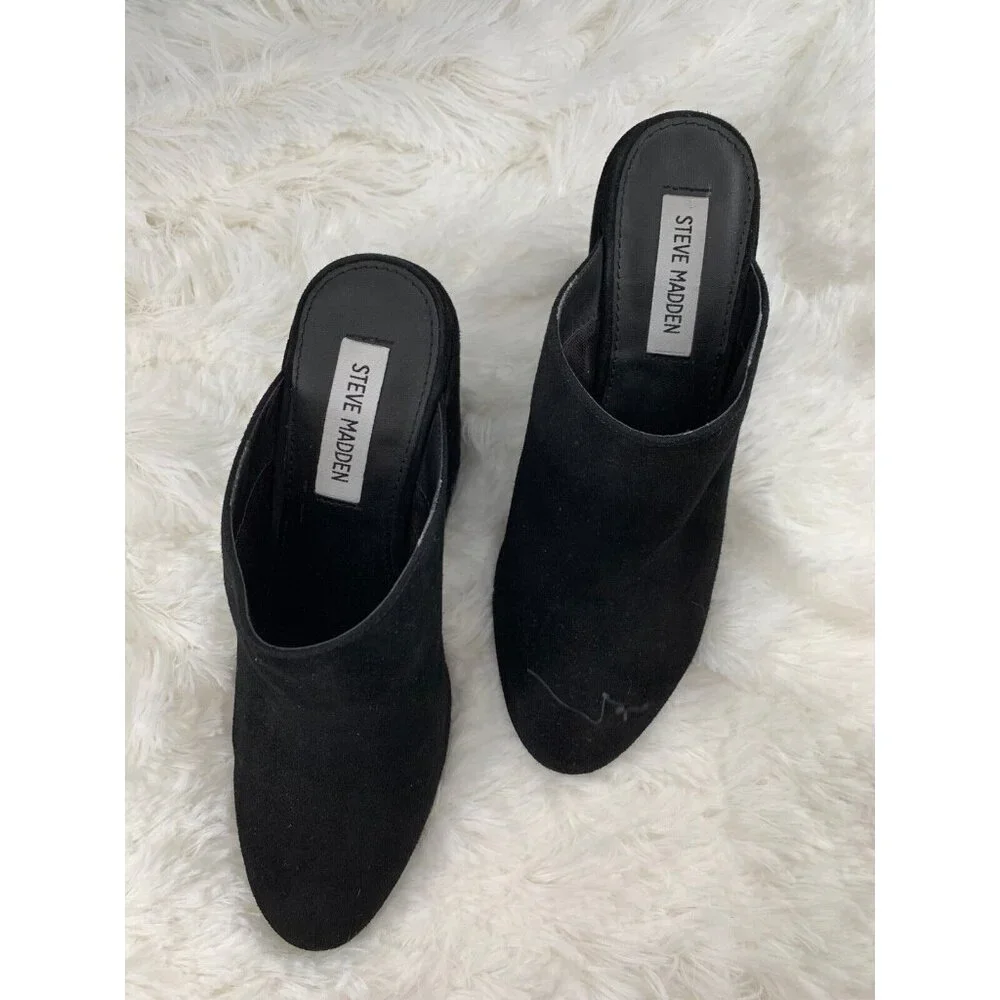 Steve Madden Womens Stela Leather Closed Toe Wedge Pumps Black Suede Size 7.5 - Picture 10 of 10